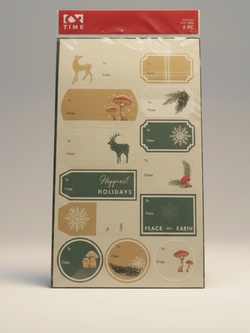 Holiday Gift Tags with Deer and Mushroom Design, NWT